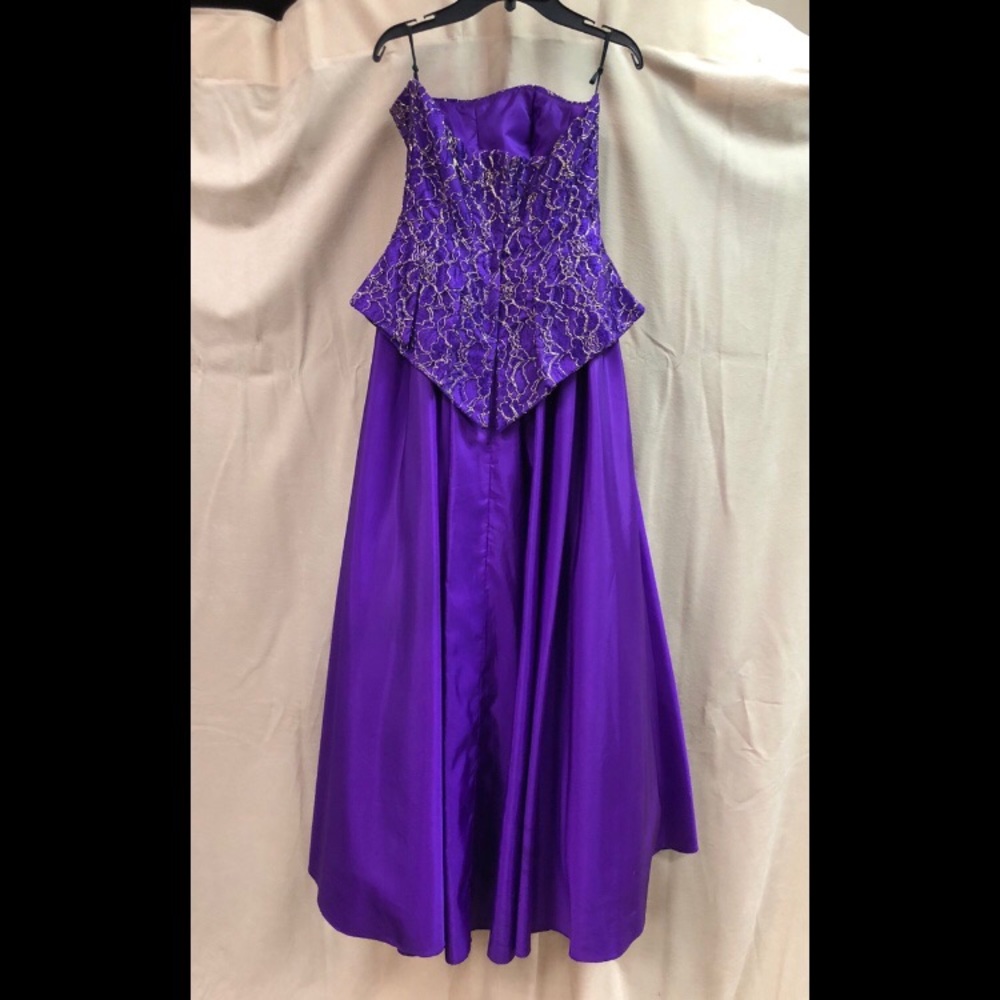 Vintage 80's Purple Strapless Formal Gown - Picture 7 of 7